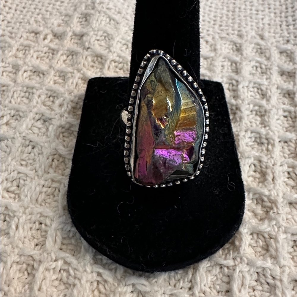 Titanium Druzy Sterling Overlay Ring